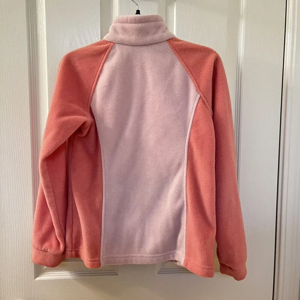 Columbia Benton Springs Fleece Jacket Full Zip Pink Peach Girls SZ Medium 10-12